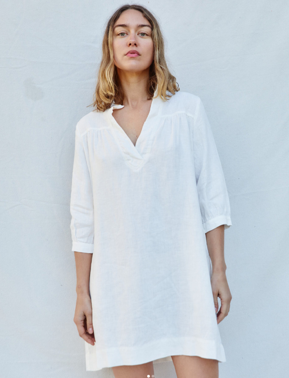 Sugar Candy Mountain Linen Mini Sabine Dress M Cream Ivory Laggenlook Beach